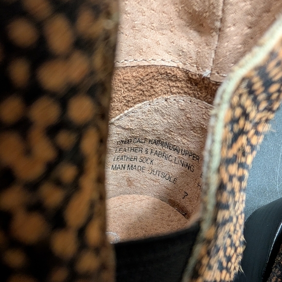 Seychelles Dyed Calf Hair Tan Black Leopard Animal Print Offstage Ankle Boots 7 - Picture 7 of 10